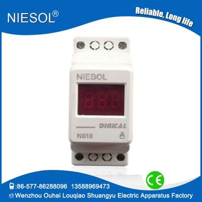 Din-rail digital amp meter, NS18-A digital ampere meter, digital ac amp meter